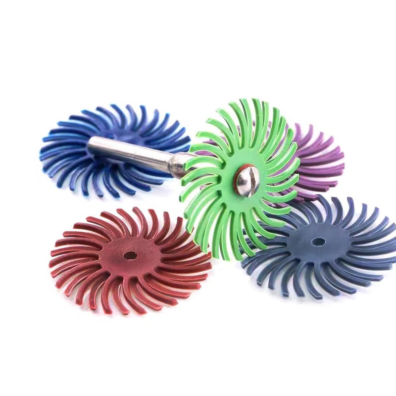 WEXWE Tools 48pcs 1 Inch Radial Bristle Disc Kit with 3mm Shank for Rotary Tools,Detail Abrasive Wheel for Jewelry Wood Metal Polishing, Bristle Wheel with Grit 50-1000 - Image 4
